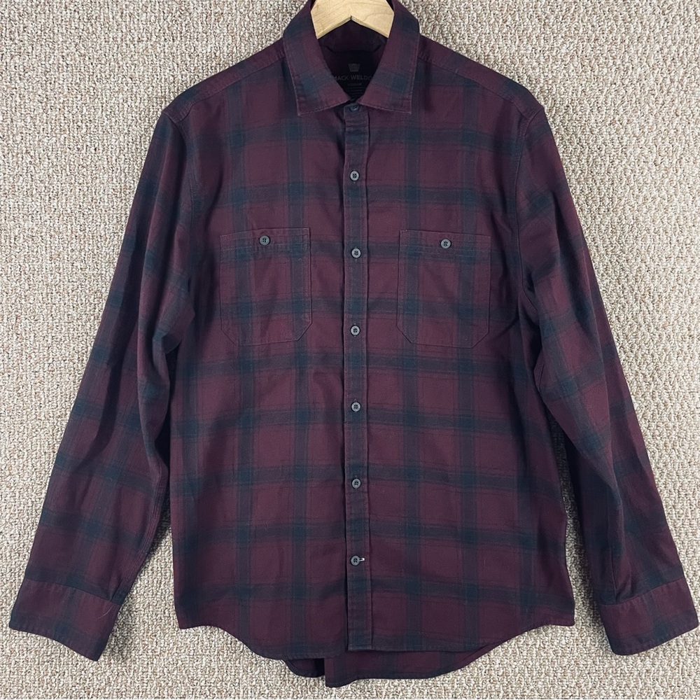 Mack Weldon Flannel Shirt Mens Medium Plaid Casual Wool Blend Preppy Office  F47